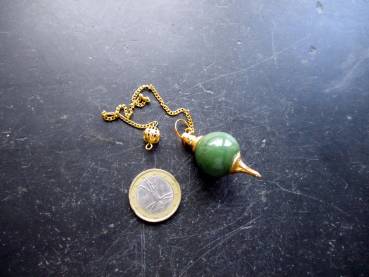 Pendel, Messing, Magie, Wicca, Esoterik, Aventurin, grün,  Spitzpendel, Kugel