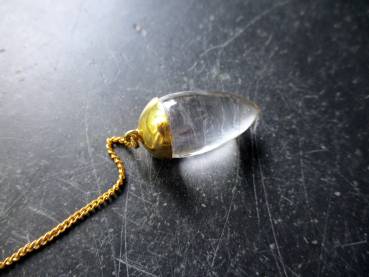 Pendel, Bergkristall, BergkristallPendel, Tropfen, vergoldet, Silber, Wicca, Schamane