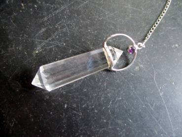 Pendel, Sterlingsilber, Bergkristall, facettiert, Amethyst, Magie, Esoterik