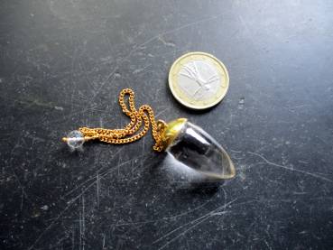 Pendel, Bergkristall, BergkristallPendel, Tropfen, vergoldet, Silber, Wicca, Schamane