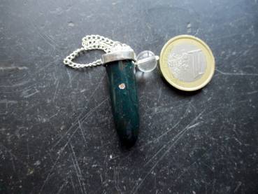 Pendel, Heliotrop, Metall, versilbert, Magie, Wicca, Esoterik, Spitzpendel