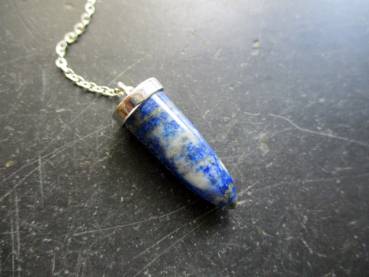 Preview: Pendel, Spitzpendel, Lapislazuli, Metall, versilbert, Magie, Esoterik