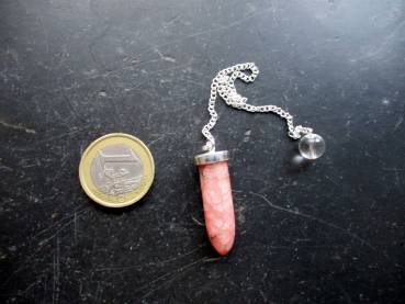 Preview: Pendel, Spitzpendel, Rhodochrosit, Messing, versilbert, Magie, Esoterik