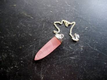 Preview: Pendel, Rosenquarz Pendel, Rosenquarz, Silber, Rosenquarzpendel, Wicca, Spitzpendel