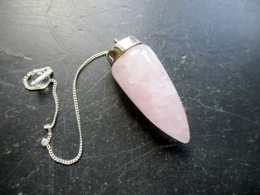 Preview: Pendel, Rosenquarz Pendel, Rosenquarz, Silber, maxi, Wicca, Spitzpendel
