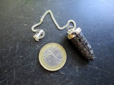 Pendel, Spitzpendel, Spinell in Matrix, Silber, Wicca