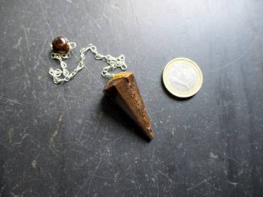 Pendel, Tigerauge, braun, Metall, Spitzpendel, Magie, Wicca, Schamane