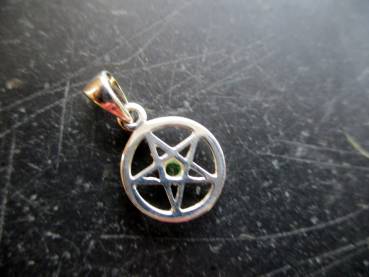 Preview: Pentagramm, klein, Anhänger, Sterlingsilber, Smaragd, grün, Wicca, Schamane, Esoterik
