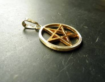 Anhänger, Pentragramm, Sterlingsilber, vergoldet, Schutz, Magie, Unisex