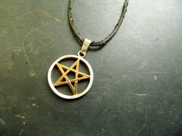 Anhänger, Pentragramm, Sterlingsilber, vergoldet, Schutz, Magie, Unisex