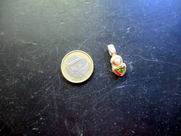 Anhänger, Perle, Peridot, Sterlingsilber, teilweise vergoldet, 2 Steine, Schmuck
