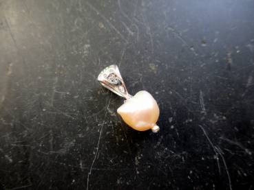 Preview: Anhänger, Sterlingsilber, Süsswasserperle, weiß, Zirkonia, zierlich, Frauen, Mädchen