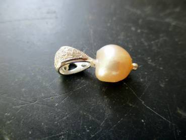 Preview: Anhänger, Sterlingsilber, Süsswasserperle, weiß, Zirkonia, zierlich, Frauen, Mädchen