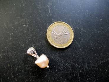 Anhänger, Sterlingsilber, Süsswasserperle, weiß, Zirkonia, zierlich, Frauen, Mädchen