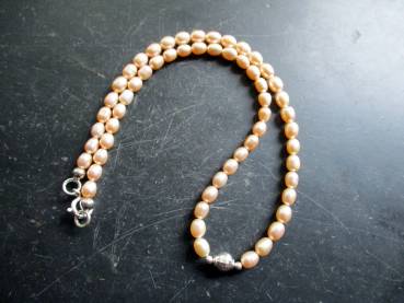 Preview: Kette, Perle, Süsswasserperle, Silberkugel, rosa, Braut, weiß, Hochzeit