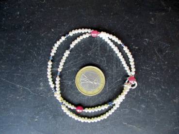 Kette, Perle, Perlenkette, Süsswasserperle, Rubin, Saphir, Silber, Schmuck, Frauen