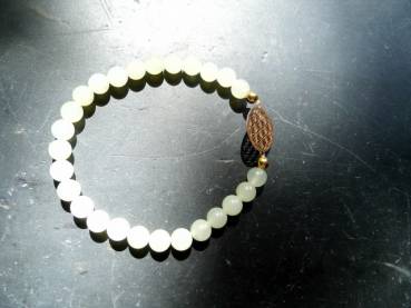 Preview: Armband, Symbolarmband, Prehnit, hellgrün, Blume des Lebens, Silber, vergoldet
