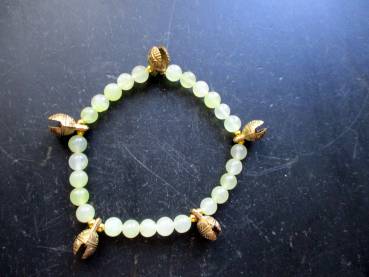 Preview: Armband, Prehnit, hellgrün, Glöckchen, Metall, Schmuck, Frauen