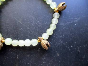 Preview: Armband, Prehnit, hellgrün, Glöckchen, Metall, Schmuck, Frauen