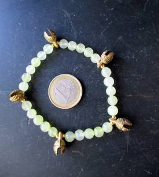 Preview: Armband, Prehnit, hellgrün, Glöckchen, Metall, Schmuck, Frauen