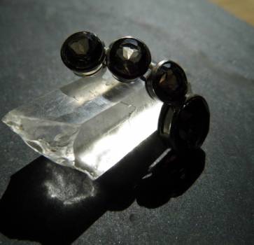 Preview: Anhänger, Silber, Sterlingsilber, Rauchquarz, 4 Steine, grau