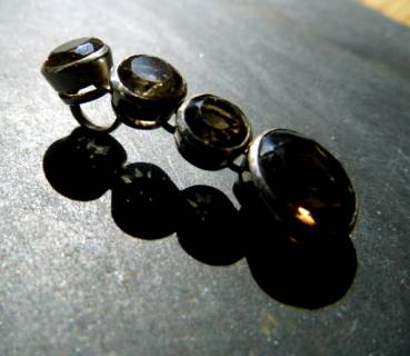 Preview: Anhänger, Silber, Sterlingsilber, Rauchquarz, 4 Steine, grau