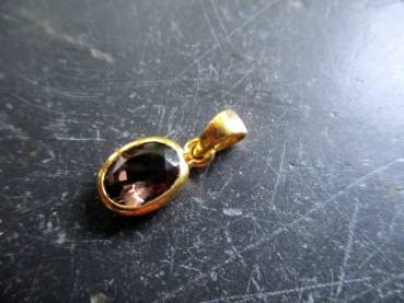 Anhänger, Sterlingsilber, vergoldet, facettiert, oval, schimmernd, klar, Schmuck, Frauen