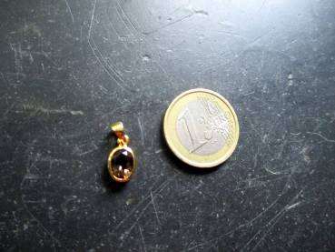 Anhänger, Sterlingsilber, vergoldet, facettiert, oval, schimmernd, klar, Schmuck, Frauen