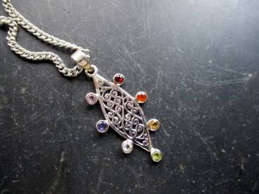 Preview: Anhänger, Sterlingsilber, Chakra, Edelsteine, Raute, Unisex