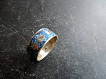 Preview: Ring, Sterlingsilber, Einlegearbeit, Türkis, Sonne, Mexico, Schmuck, Sonderangebot