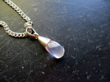 Preview: Anhänger, Sterlingsilber, Rosenquarz, facettiert, gedreht, weiß, Schmuck, Frauen