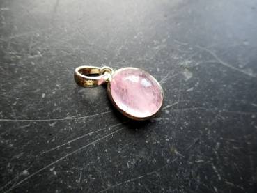 Anhänger, Rosenquarz, Sterlingsilber, oval,  rosa, Schmuck