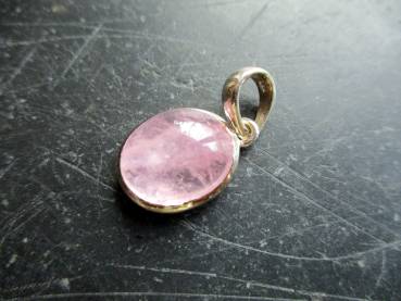 Anhänger, Rosenquarz, Sterlingsilber, oval,  rosa, Schmuck