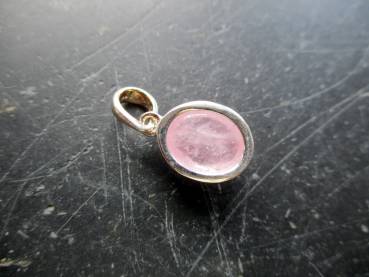 Anhänger, Rosenquarz, Sterlingsilber, oval,  rosa, Schmuck