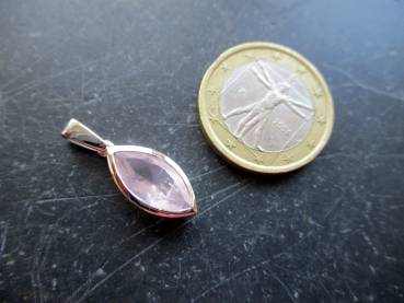 Anhänger, Sterlingsilber, Rosenquarz, rosa, Navette, facettiert, Schmuck, Unisex, Silber