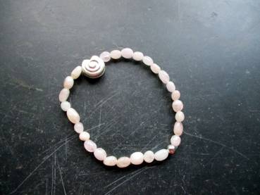 Preview: Armband, Symbolarmband, Rosenquarz, hell, Schnecke, Silber
