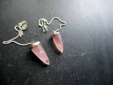 Pendel, Rosenquarz Pendel, Rosenquarz, Silber, Rosenquarzpendel, Wicca, Spitzpendel