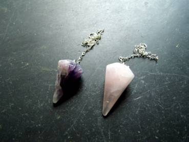 Preview: Pendel, Spitzpendel, Rosenquarz, Metall, Schamane, Esoterik, Wicca