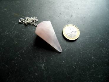 Preview: Pendel, Spitzpendel, Rosenquarz, Metall, Schamane, Esoterik, Wicca