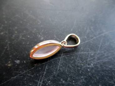 Preview: Anhänger, Sterlingslber, teilweise vergoldet, Rosenquarz, oval, Schmuck, Frauen, Mädchen