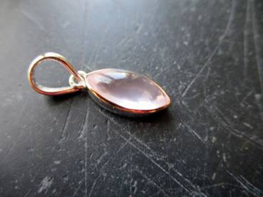 Anhänger, Sterlingslber, teilweise vergoldet, Rosenquarz, oval, Schmuck, Frauen, Mädchen