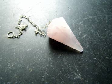 Preview: Pendel, Spitzpendel, Rosenquarz, Metall, Schamane, Esoterik, Wicca