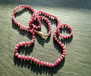 Preview: Rubinkette, Kette, Rubin, Perlenkette, rot, Silber, geknotet