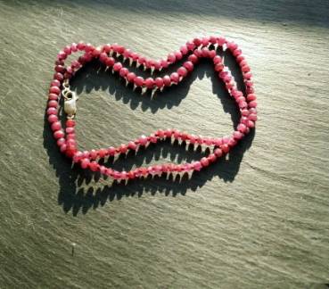 Preview: Rubinkette, Kette, Rubin, Perlenkette, rot, Silber, geknotet