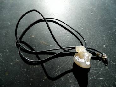 Kette, Anhänger, Lederband, Achat, Schlangenachat, Silber, Unisex