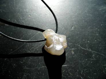 Kette, Anhänger, Lederband, Achat, Schlangenachat, Silber, Unisex