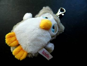 Schlüsselanhänger, Taschenanhänger, Anhänger, Rucksack, Eule, weiß, Plüsch, flauschig