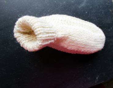 Preview: Baby, Booties, Schuhe, Schühchen, weiss, Strickschuhe, Baby, Wolle, Leder