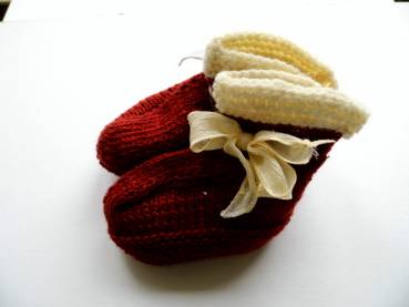 Preview: Baby Schuhe, Schuhe, Baby, Booties, Schleife, Seide, gestrickt, Wolle