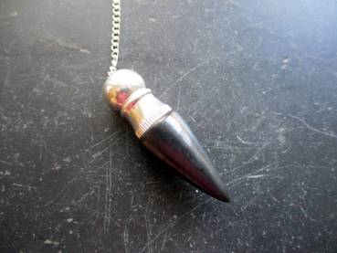 Pendel, Spitzpendel, Schungit, Metall, schwarz, Füllpendel, Wicca, Schamane